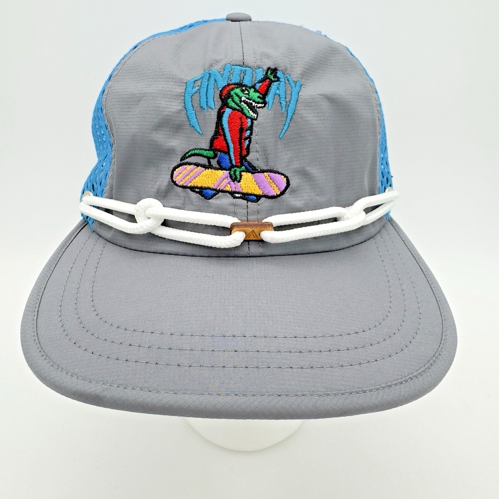 Findlay Raptor Dino Lizard Skater Gray Blue Strapback Hat